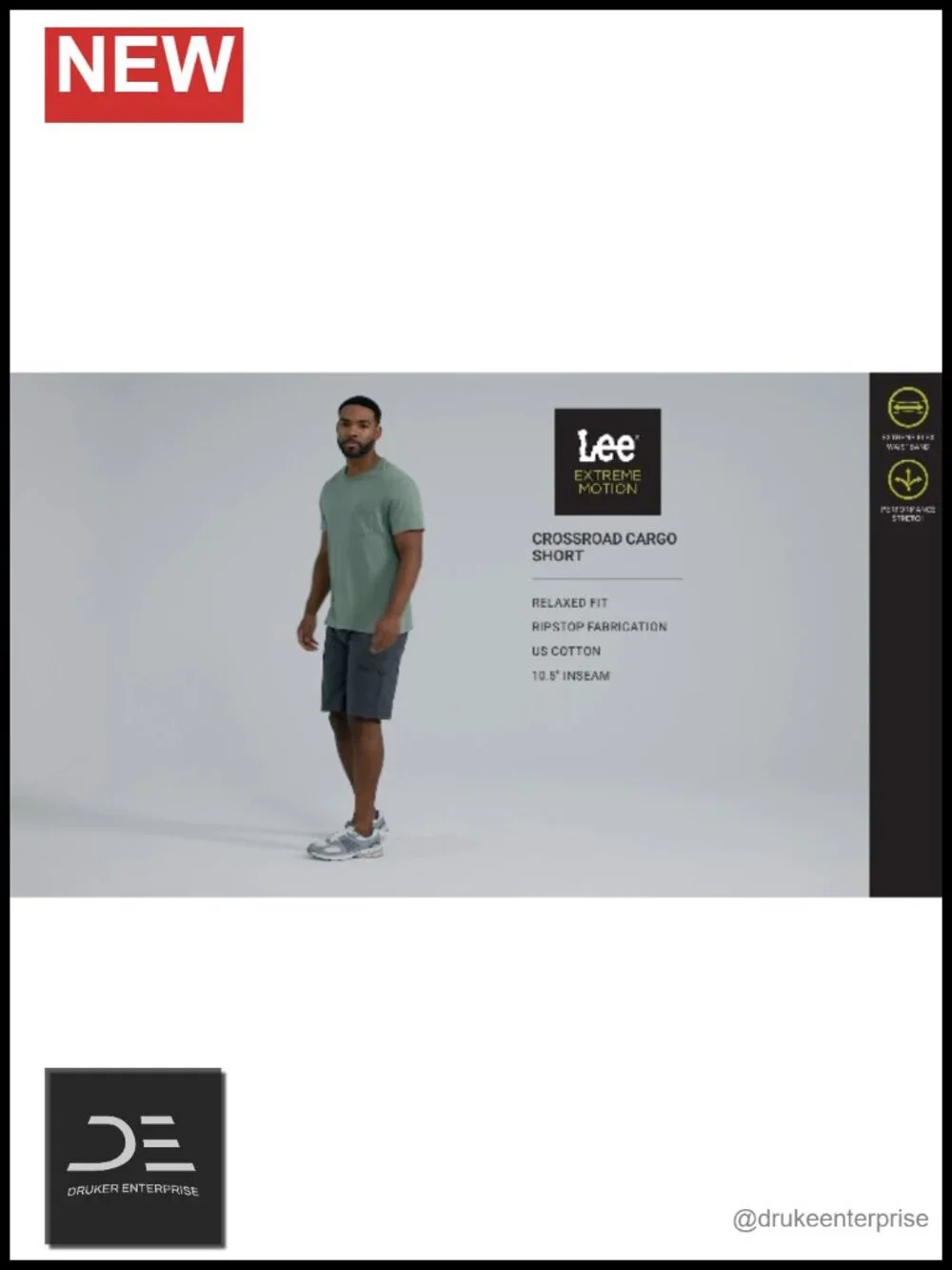 Men's Big & Tall Cargo Shorts with 7 Pockets, Athletic Flex Waistband